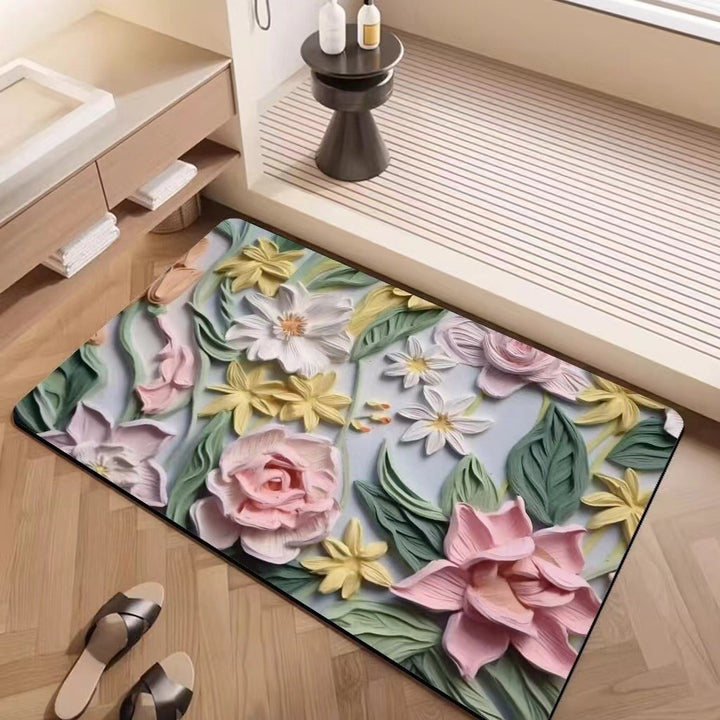 Luxury Textured Floral Bath Mat Stornfield