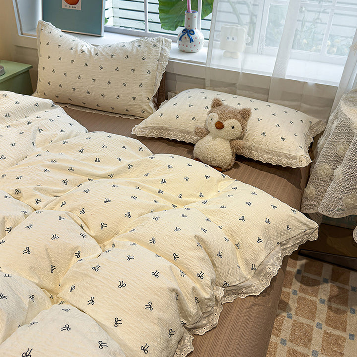 Floral Embroidered Quilted Bedspread