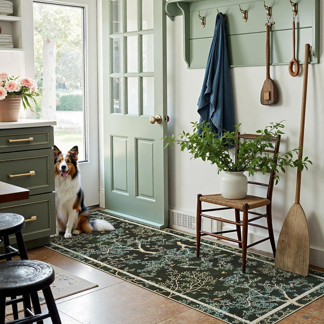 Floral Patterned Decorative Runner Rug