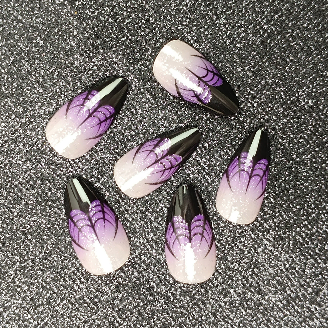 Artistic Press-On Nail Set with Lavender Ombre Design Stornfield