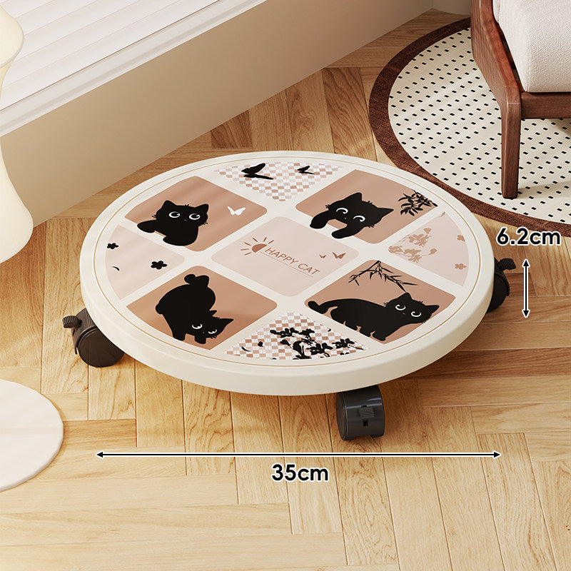 Decorative Round Plant Caster Dolly with Lockable Swivel Wheels