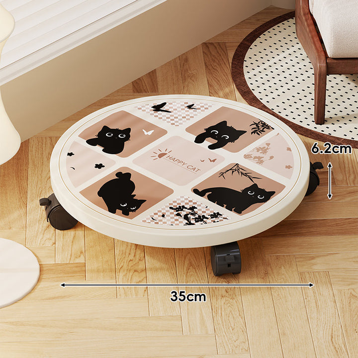 Decorative Round Plant Caster Dolly with Lockable Swivel Wheels
