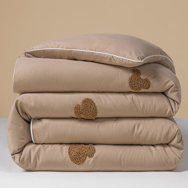 Plush Reversible Embroidered Comforter with Chenille Heart Appliqué