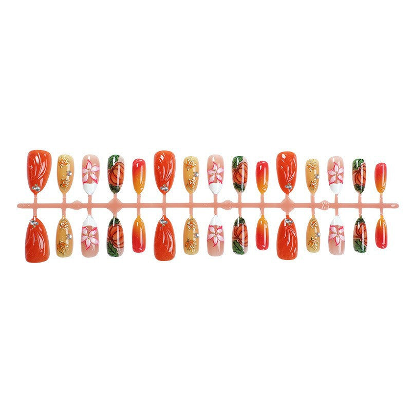 Artificial nail set with floral and autumn designs Stornfield