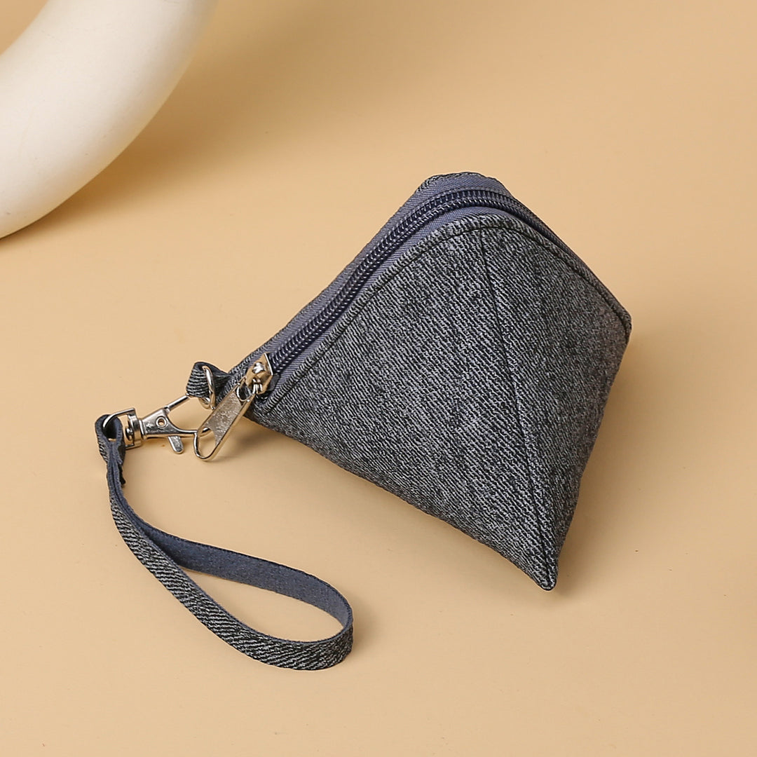 Triangle-Shaped Zippered Coin Pouch