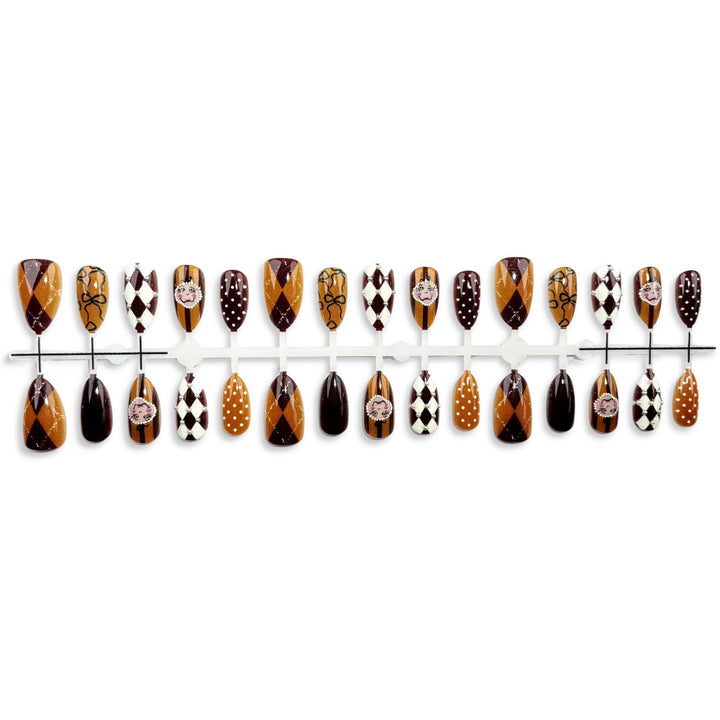 Artistic Press-On Nail Art Set with Unique Patterns