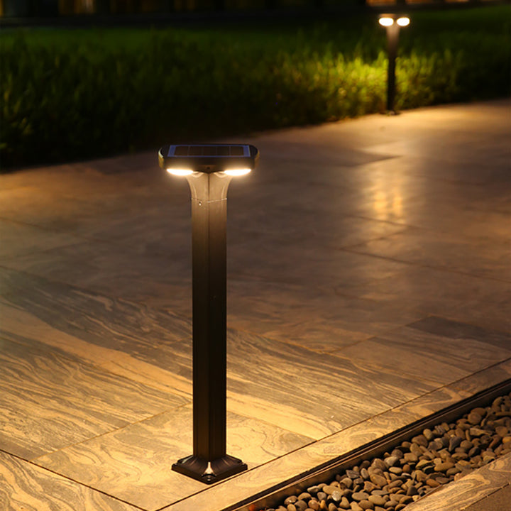 Solar-Powered Low-Profile LED Pathway Bollard Light With Dual Downlights And Anchor Base Stornfield