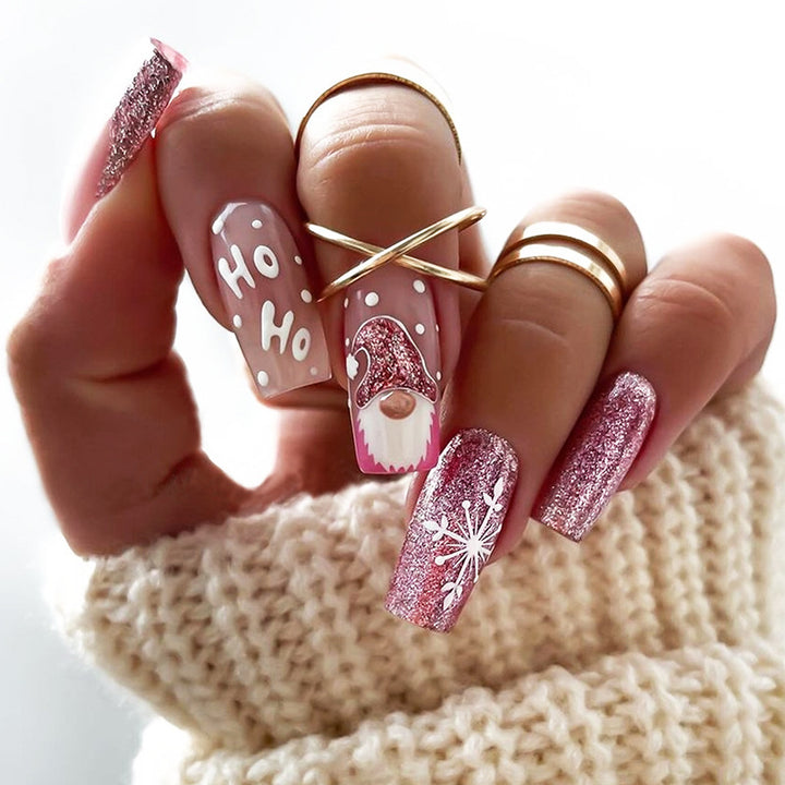Creative nail art set with festive glitter and Christmas designs Stornfield