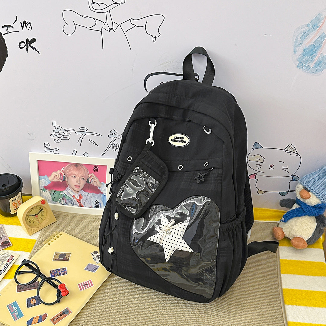 Stylish Multi-Pocket Star-Appliqué Backpack Stornfield