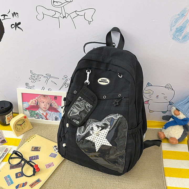 Stylish Multi-Pocket Star-Appliqué Backpack Stornfield