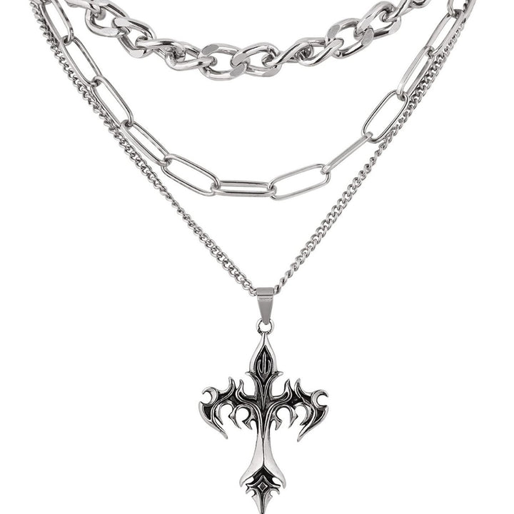 Layered Chain Cross Pendant Necklace Stornfield