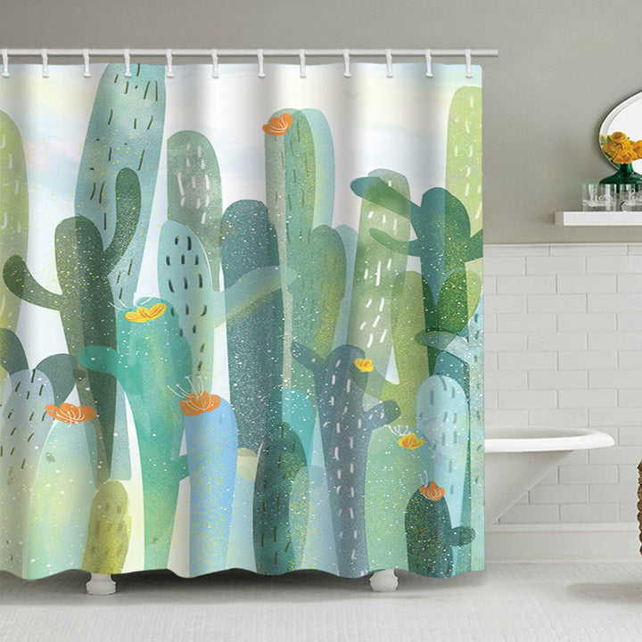 Cactus Garden-Themed Shower Curtain Stornfield