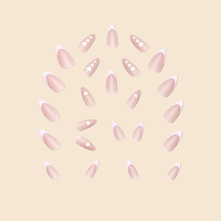 Heart Patterned Long Stiletto Nail Art Extensions