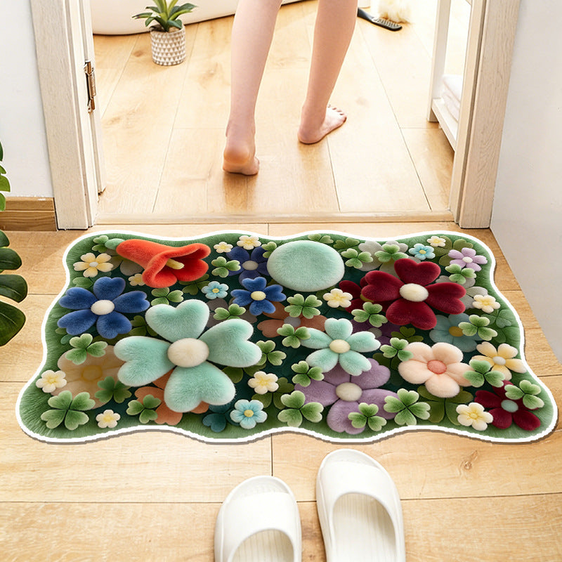 Floral-Themed Waterproof Area Rug