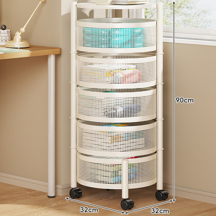Compact Rolling Mesh Multi-Tier Corner Storage Cart