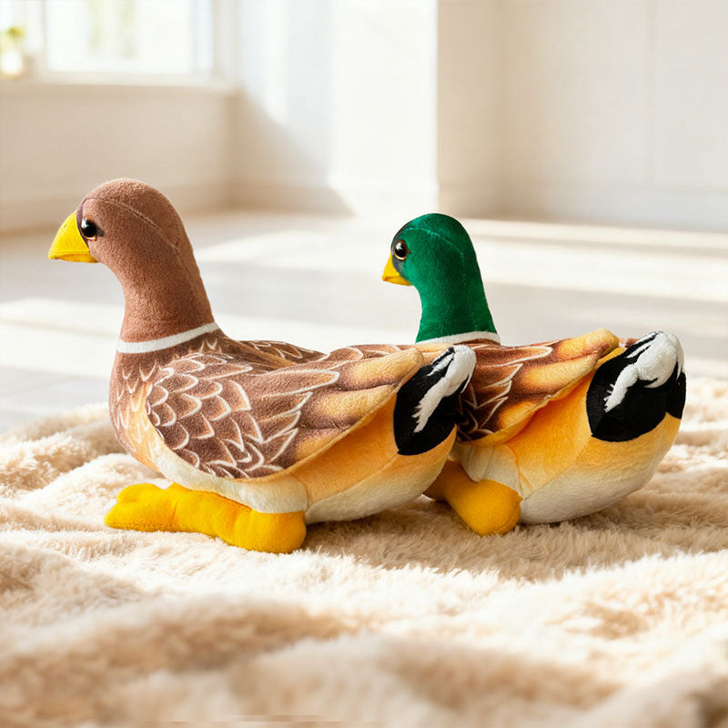 Mallard Duck Plush Companion with Embroidered Feather Pattern & Weighted Base Stornfield