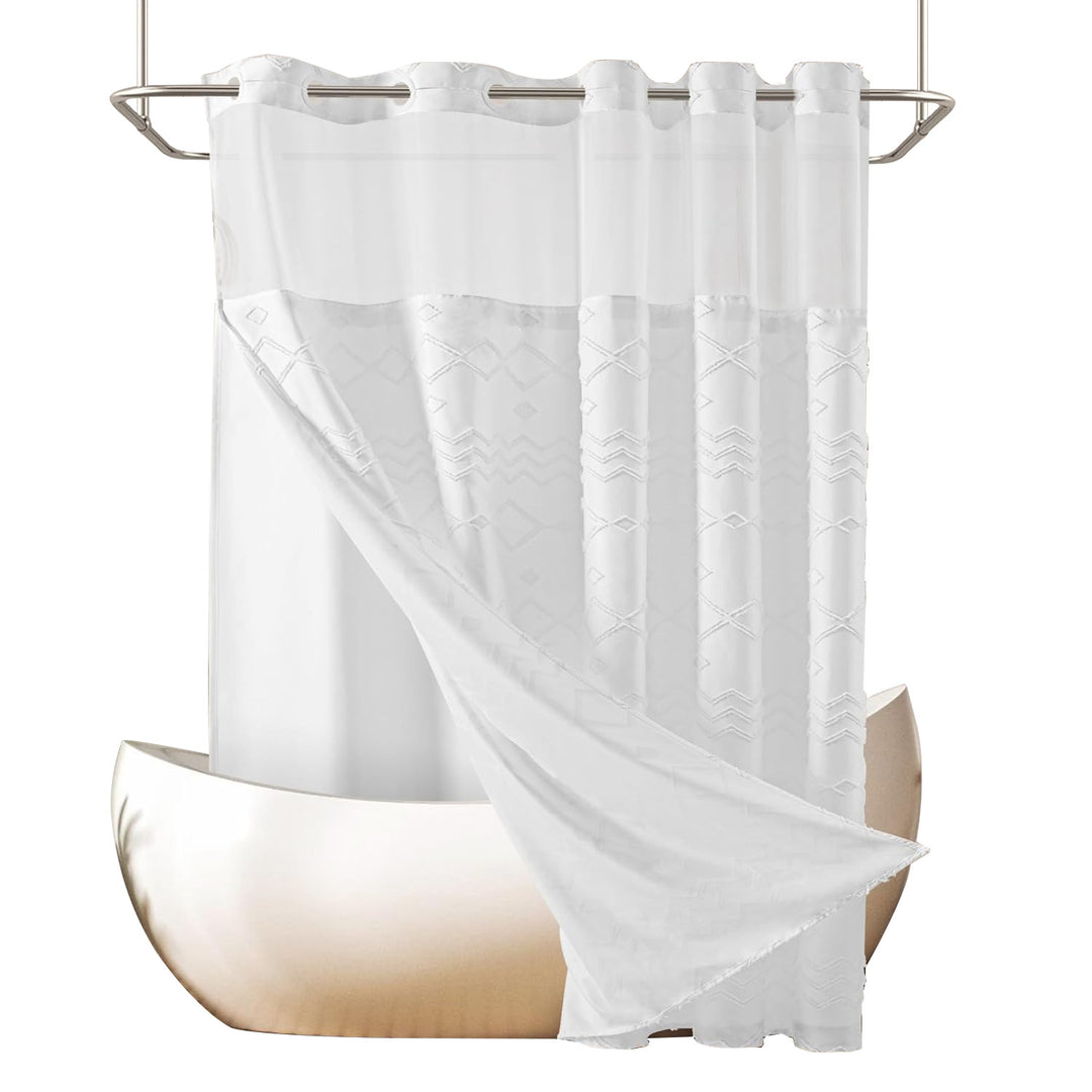 Textured Geometric Design Shower Curtain Stornfield