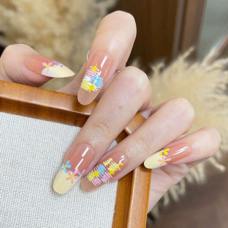 Artistic Design Press-On Nails Set with Floral Patterns Stornfield