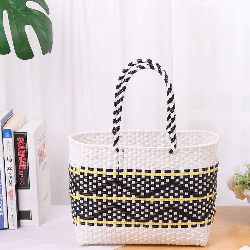 Handcrafted beach bag with colorful wave pattern Stornfield