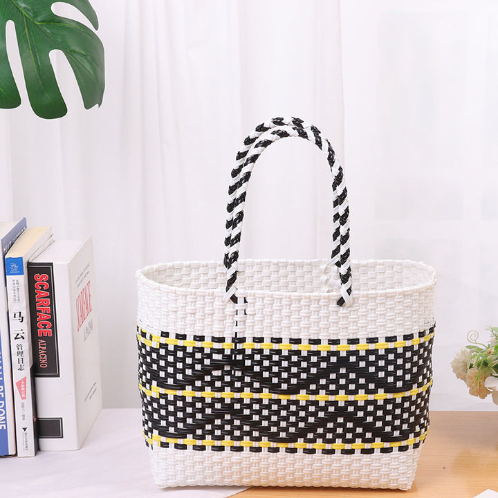 Handcrafted beach bag with colorful wave pattern Stornfield