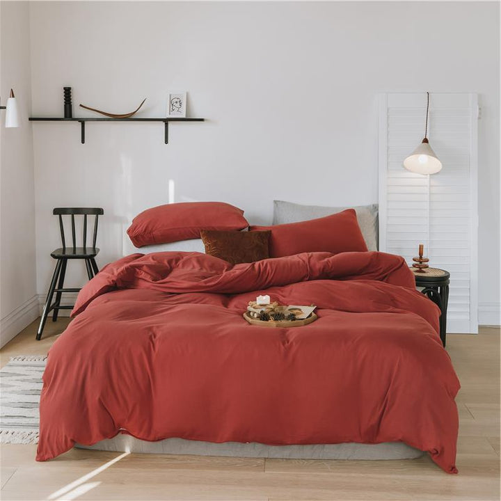 Bedding set made of breathable cotton percale with temperature-regulating processing