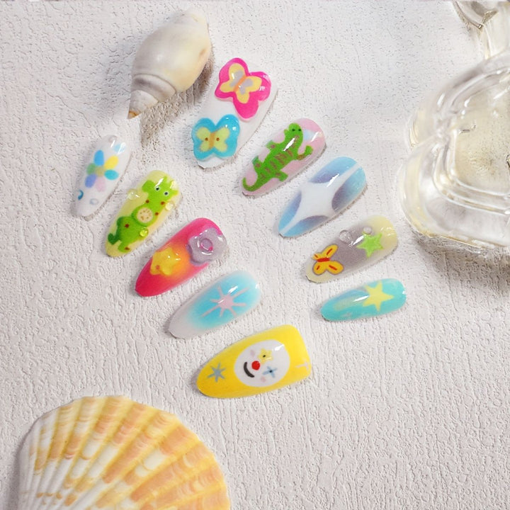 Playful Themed Press-On Nail Art Set Stornfield