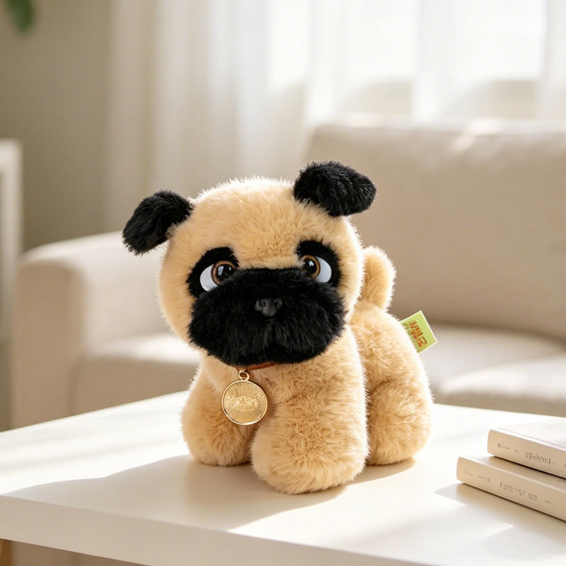 Plush Rottweiler-Style Collectible Puppy with Studded Collar and Gold Medallion Stornfield