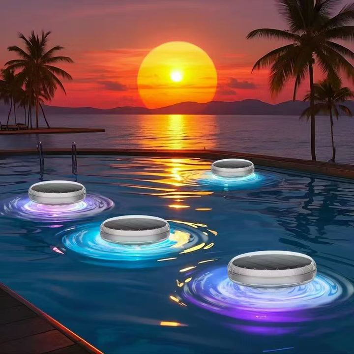 Floating Solar RGB Pool Lights With Waterproof LED Ring And Dusk-To-Dawn Sensor Stornfield