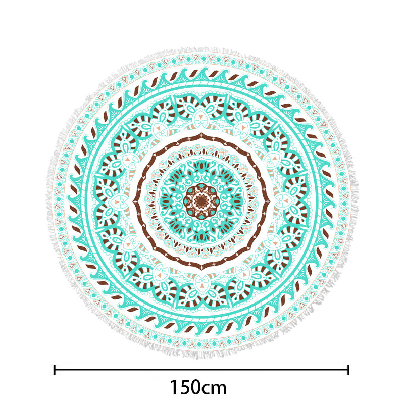 Round beach blanket with floral watercolor motifs Stornfield