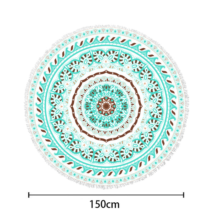 Round beach blanket with floral watercolor motifs Stornfield