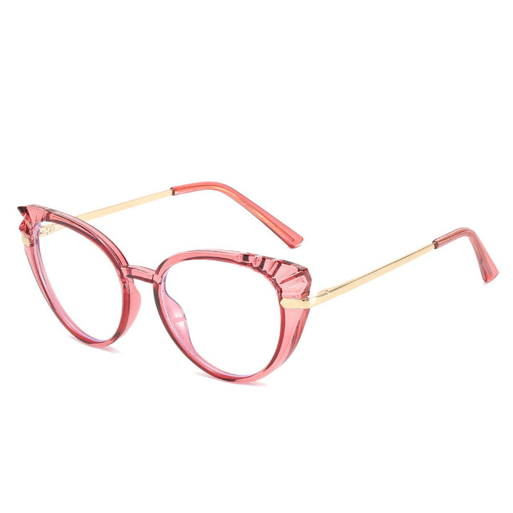 Women's Cat-Eye Prescription Glasses with Glossy Plastic Frame and Gold Accents Stornfield