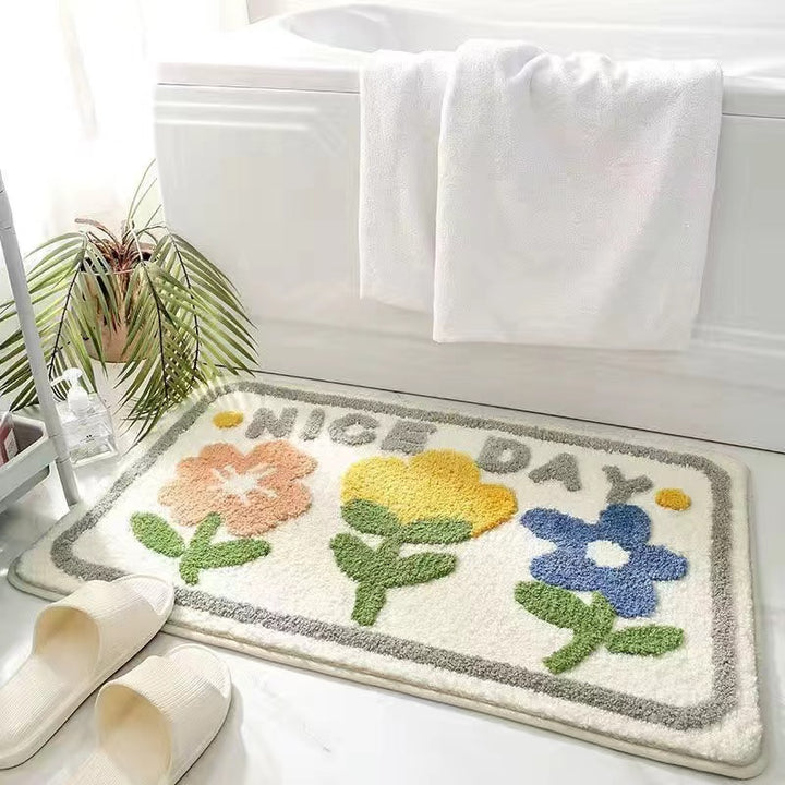 Decorative Bath Mat with Inspirational Text