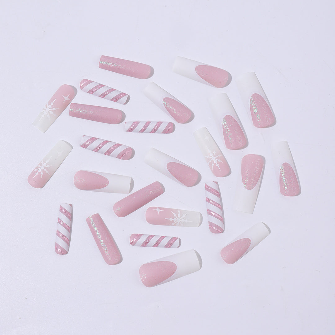 Creative Nail Art Set with Festive Candy Cane Design and Glittering Accents Stornfield
