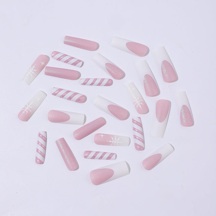 Creative Nail Art Set with Festive Candy Cane Design and Glittering Accents Stornfield