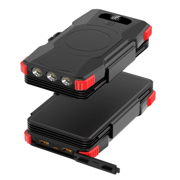 Power bank with solar charging and LED lights Stornfield
