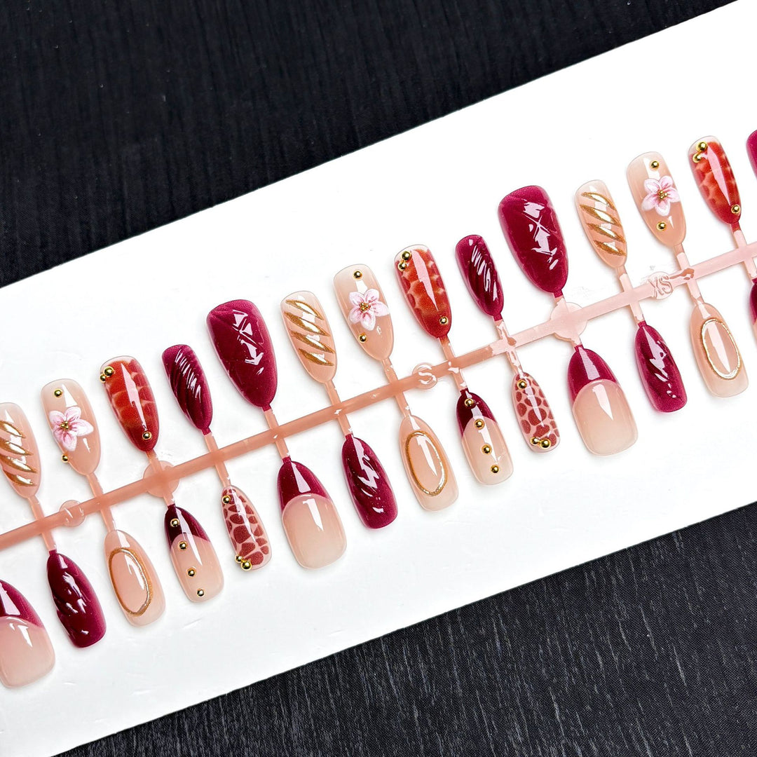 Glamorous Floral-Embellished Press-On Nail Set