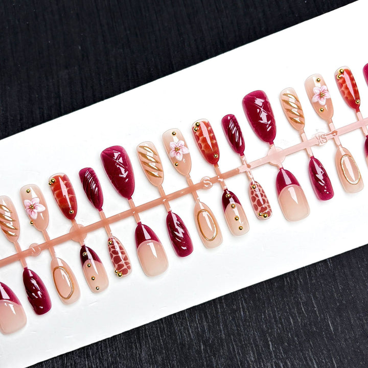 Glamorous Floral-Embellished Press-On Nail Set