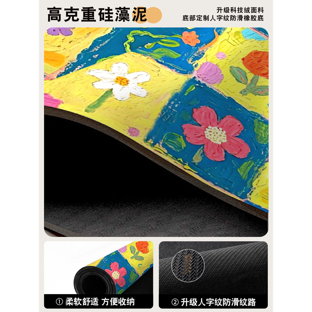 Vibrant Floral Pattern Bath Mat
