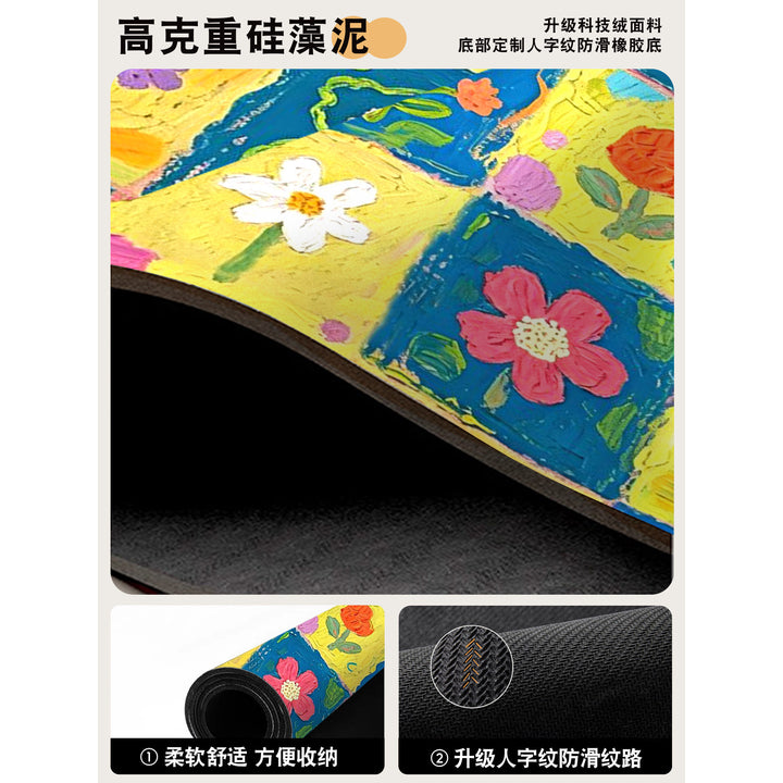 Vibrant Floral Pattern Bath Mat