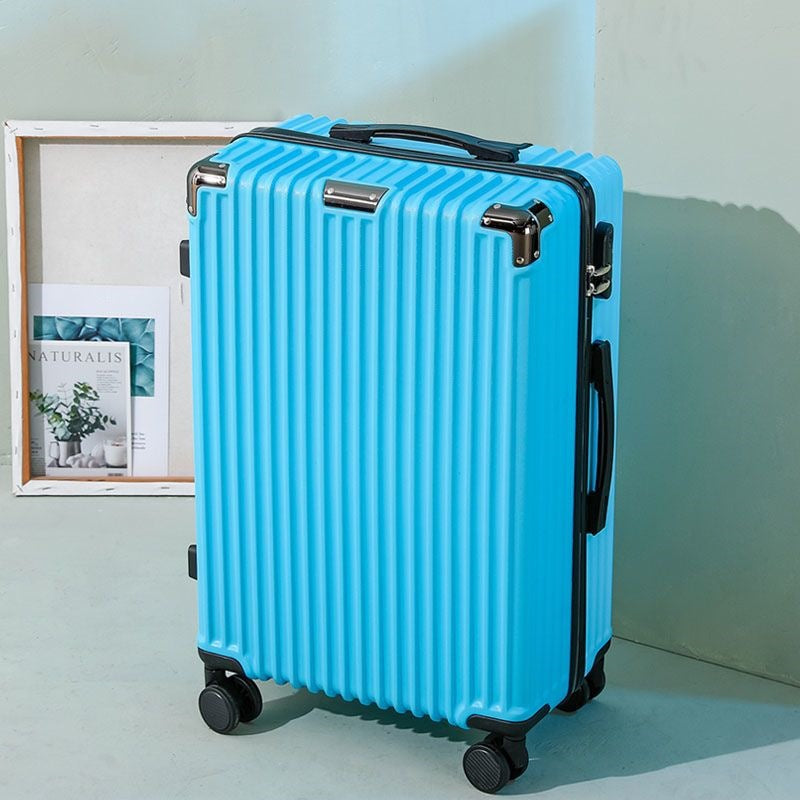 Hard shell suitcase with 360-degree wheel system and integrated safety feature Stornfield