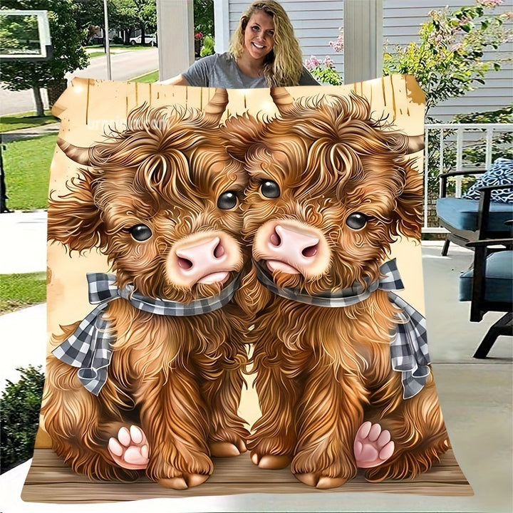 Soft Cartoon Dachshund-Themed Fleece Blanket