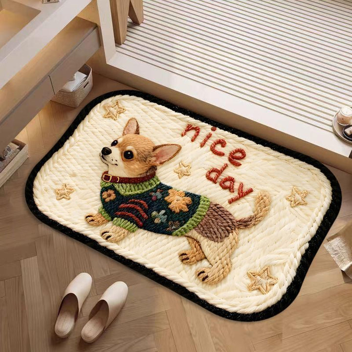 Cute Corgi-Themed Plush Area Rug
