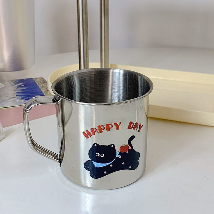 Stainless Steel Drinking Cup with Humorous Cat Motif Stornfield