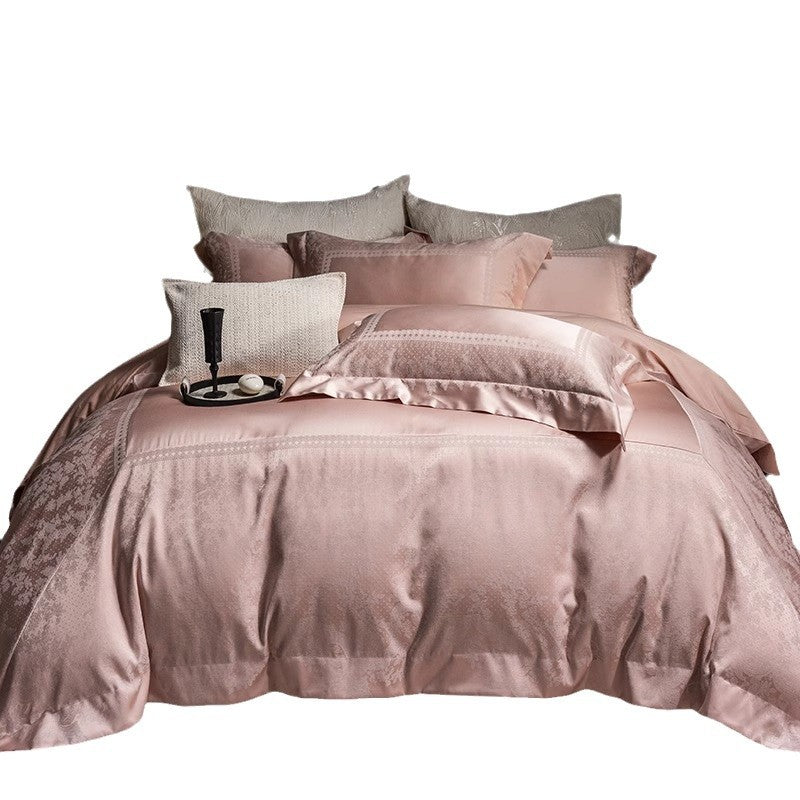 Silk-Blend Jacquard Sateen Duvet Cover Ensemble with Decorative Oxford Shams
