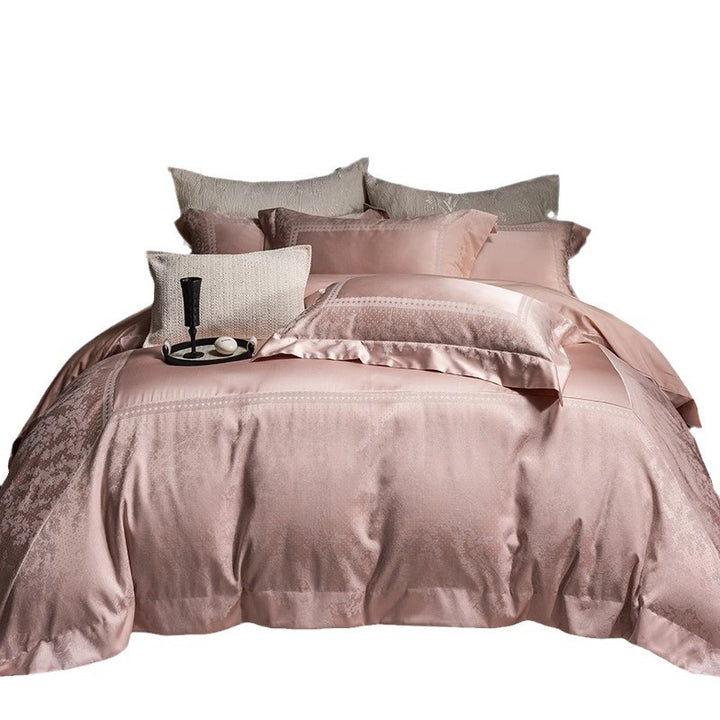 Silk-Blend Jacquard Sateen Duvet Cover Ensemble with Decorative Oxford Shams