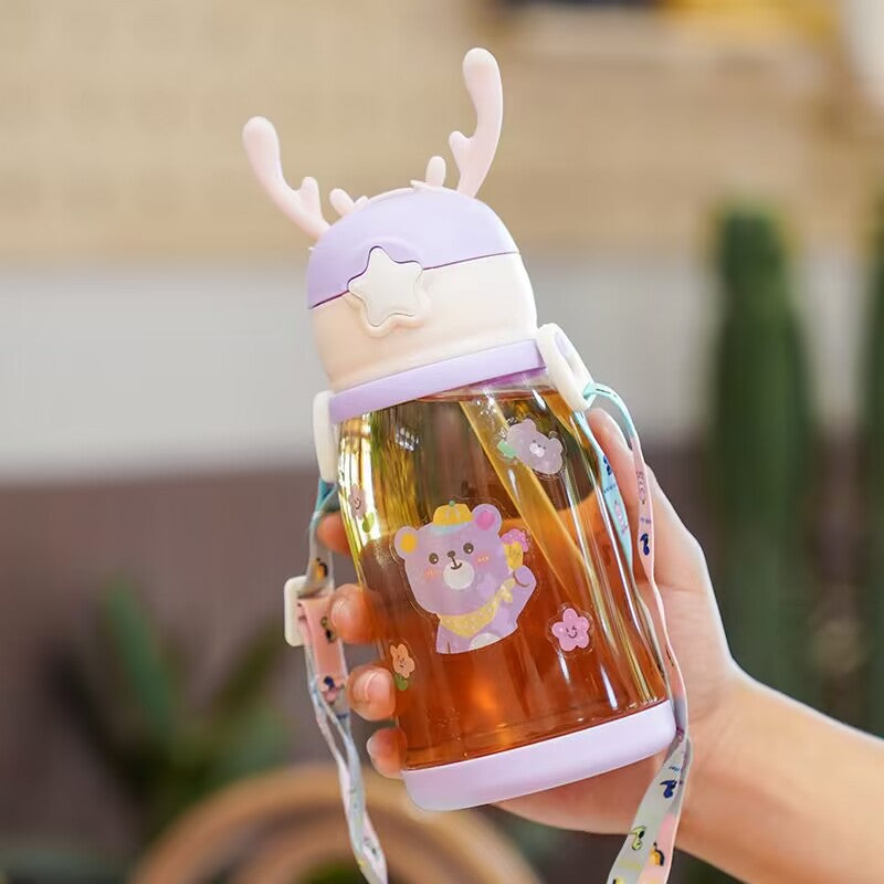 Women Glass Drinking Bottle with Secure Lid Stornfield