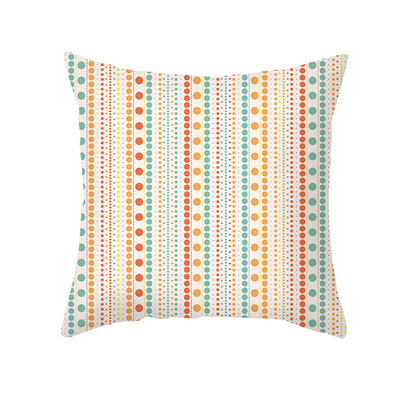 Floral Printed Cotton-Linen Throw Pillow with Removable Cover