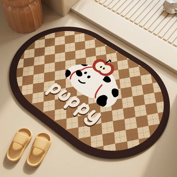 Playful Puppy-Themed Bath Rug