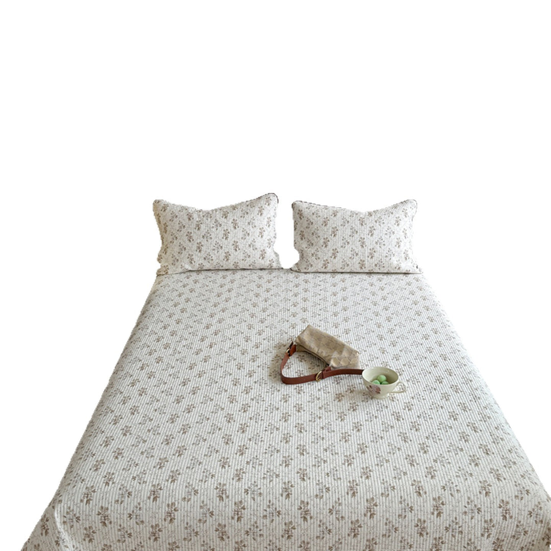 Lightweight Cotton Kantha-Style Reversible Coverlet and Piped Pillow Sham Set
