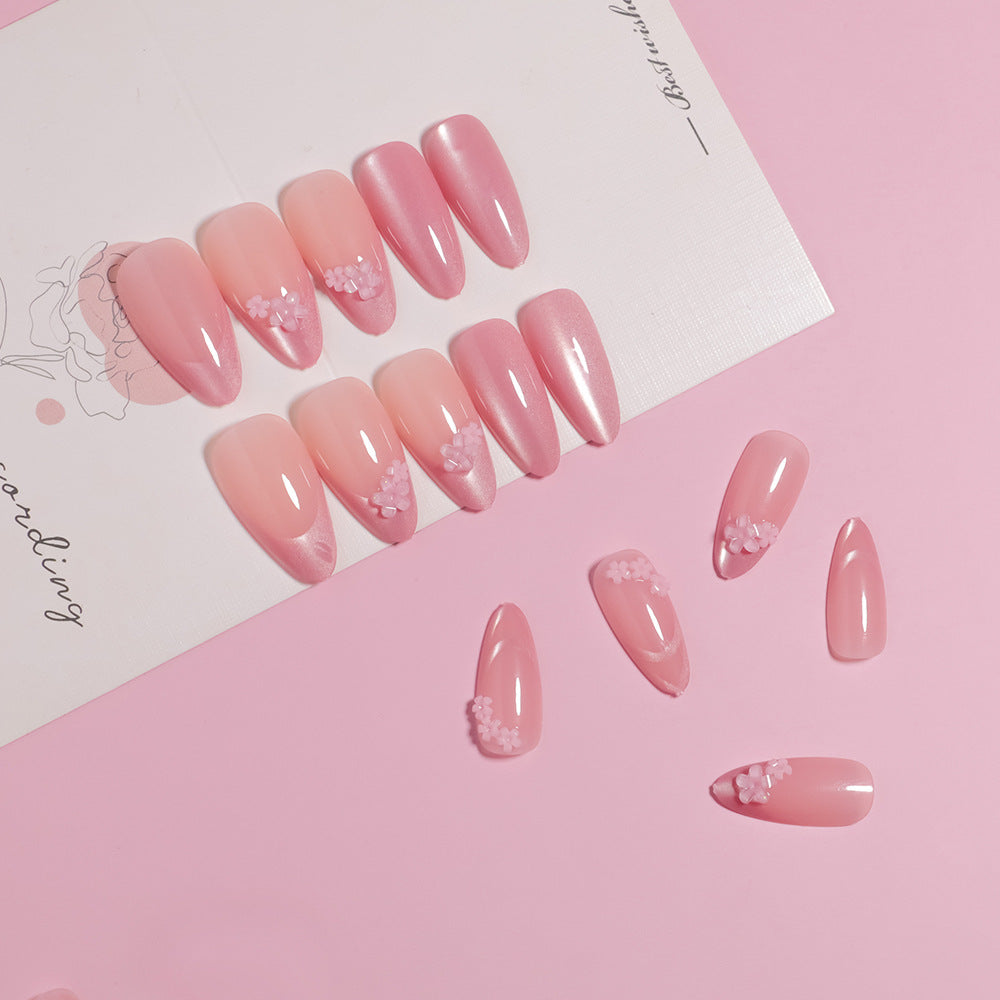 Floral Accent Almond-Shaped Press-On Nails Stornfield